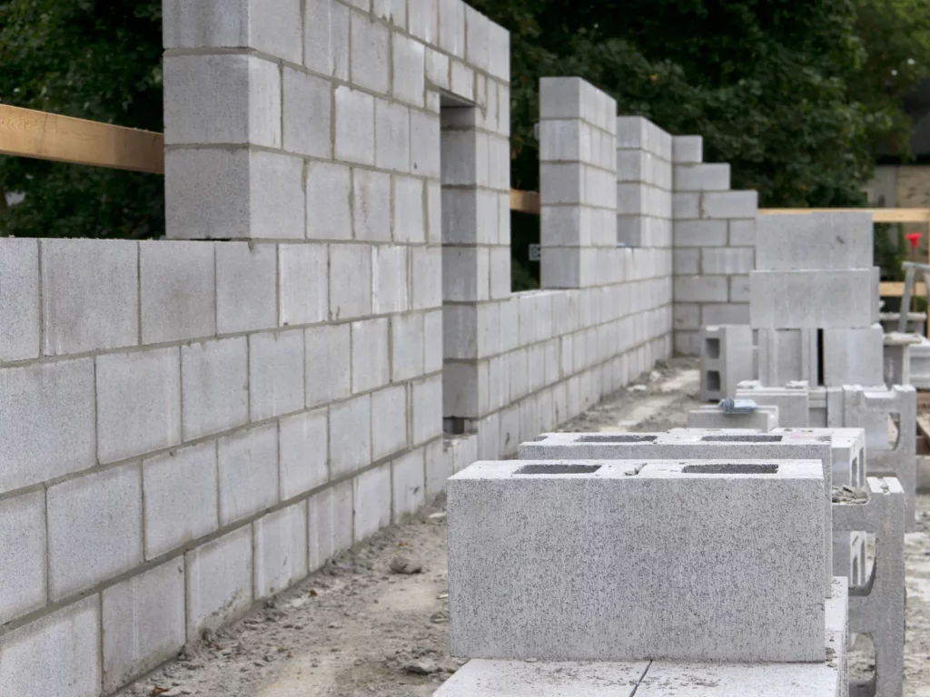 Travaux de maçonnerie – mur en parpaings sur chantier Güven Rénovation Mulhouse